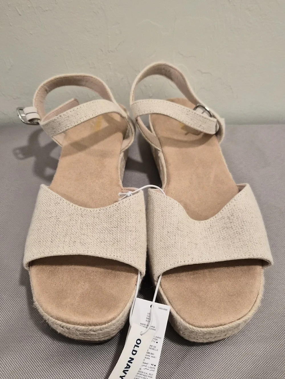 Old Navy Women's Beige Cream Espadrille Wedge Sandals